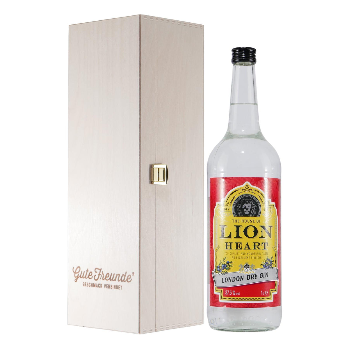 Lion Heart London Dry Gin mit Geschenk-Holzkiste