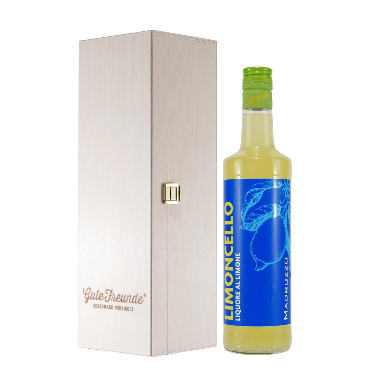Madruzzo Limoncello Zitronenlikör mit Geschenk-Holzkiste