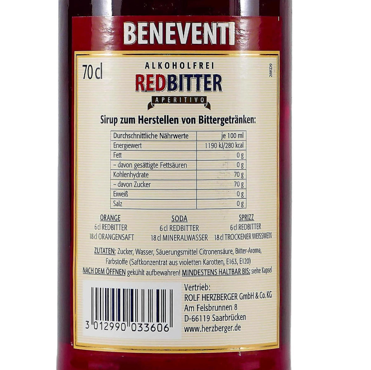 Beneventi Red Bitter Aperitivo -alkoholfrei- mit Geschenk-HK EINWEG