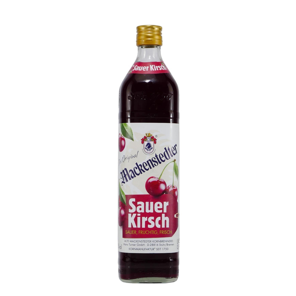 Mackenstedter Sauer Kirsch Likör mit Geschenk-Holzkiste
