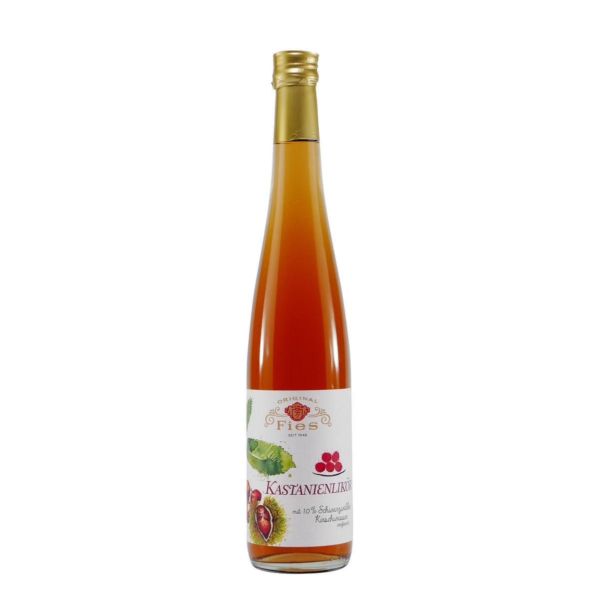 Fies Kastanien-Likör mit Geschenk-Holzkiste