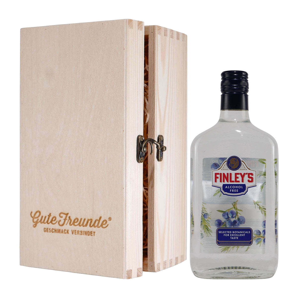 Finley's Botanical Drink -alkoholfrei- mit Geschenk-Holzkiste EINWEG