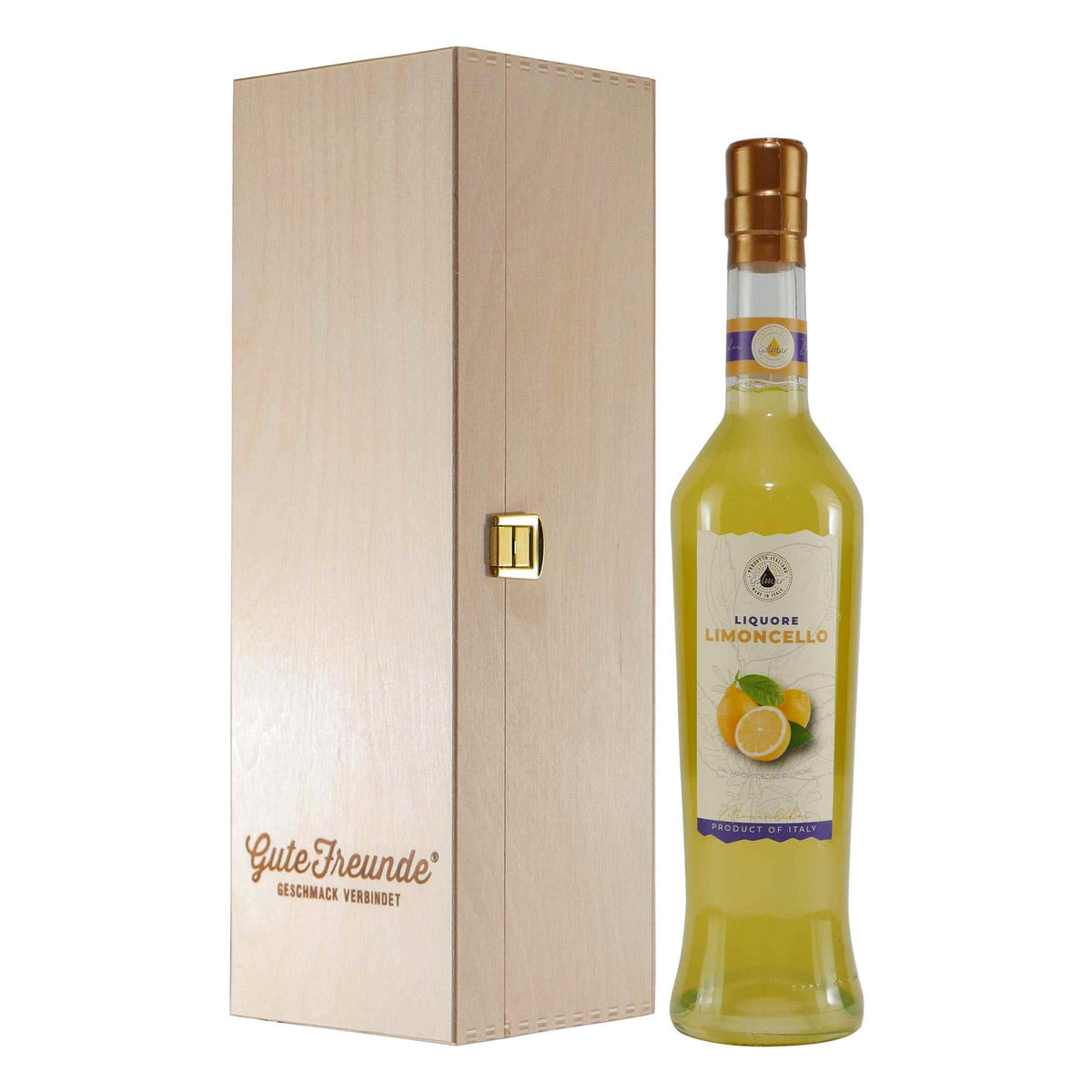 Golmar Limoncello Liquore mit Geschenk-Holzkiste