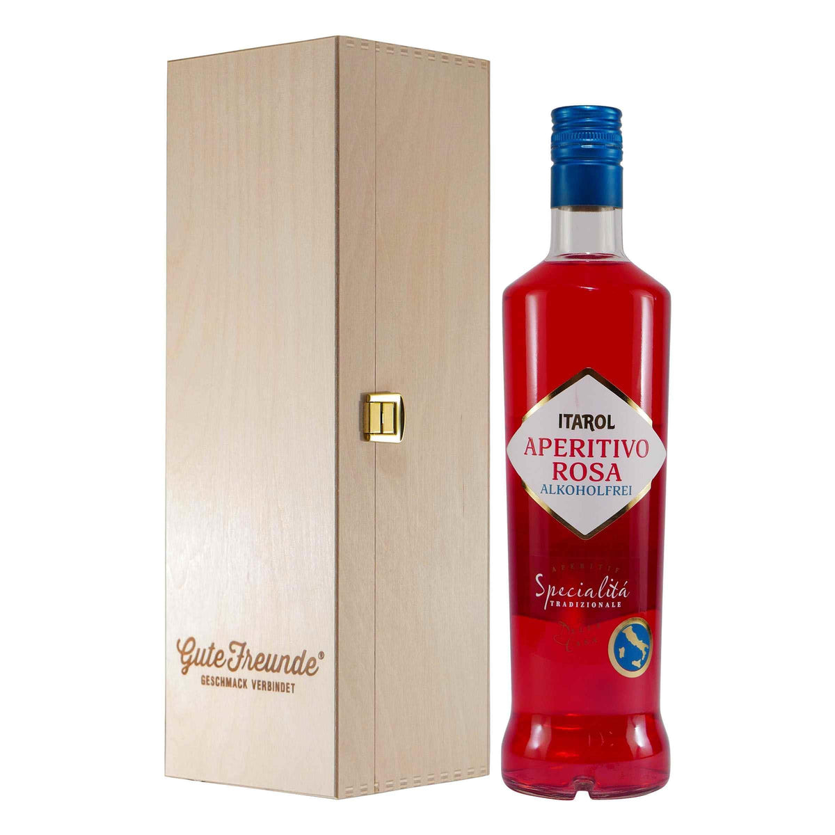 Itarol Aperitivo Rosa -alkoholfrei- mit Geschenk-Holzkiste EINWEG