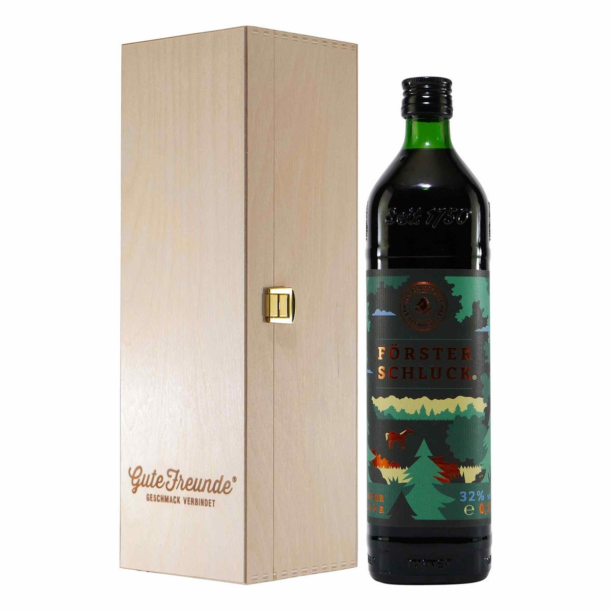 Mackenstedter Försterschluck mit Geschenk-Holzkiste