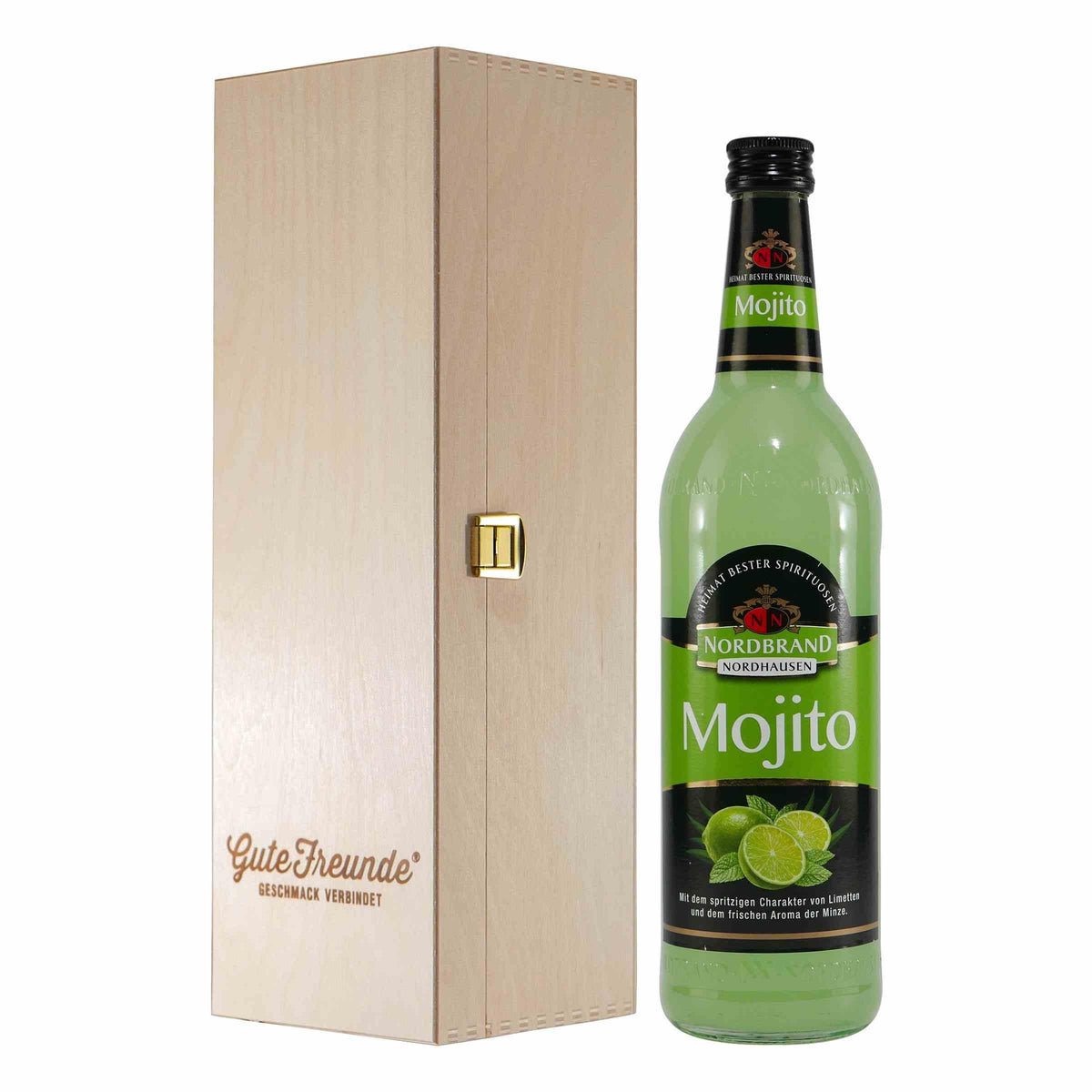 Nordbrand Mojito Likör mit Geschenk-Holzkiste