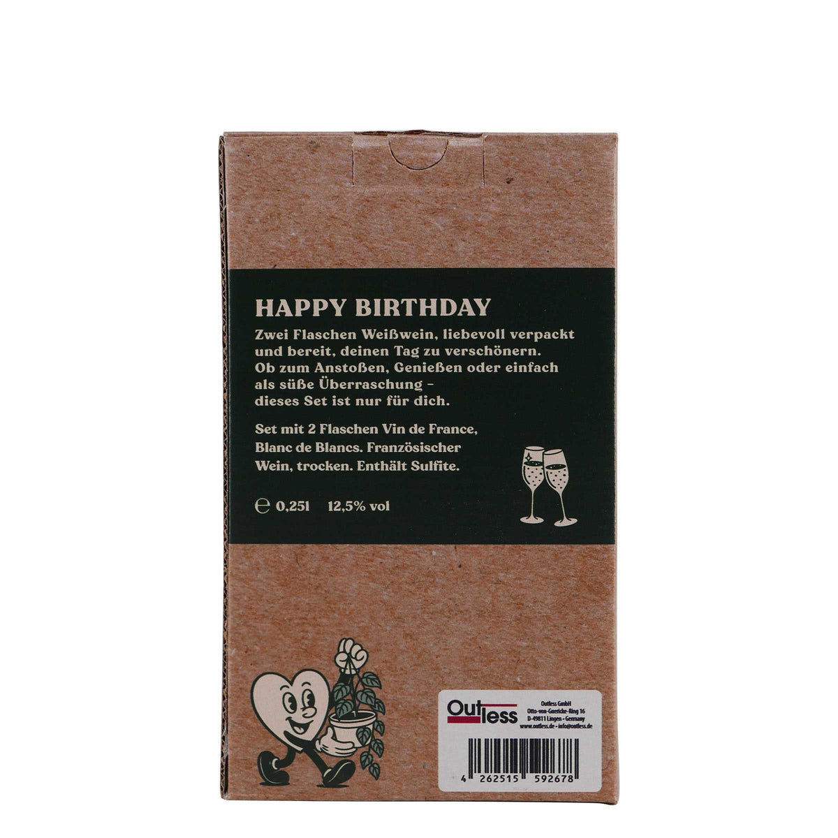 Geschenkverpackung Weißwein "Birthday Wishes" (2 x 0,25L)