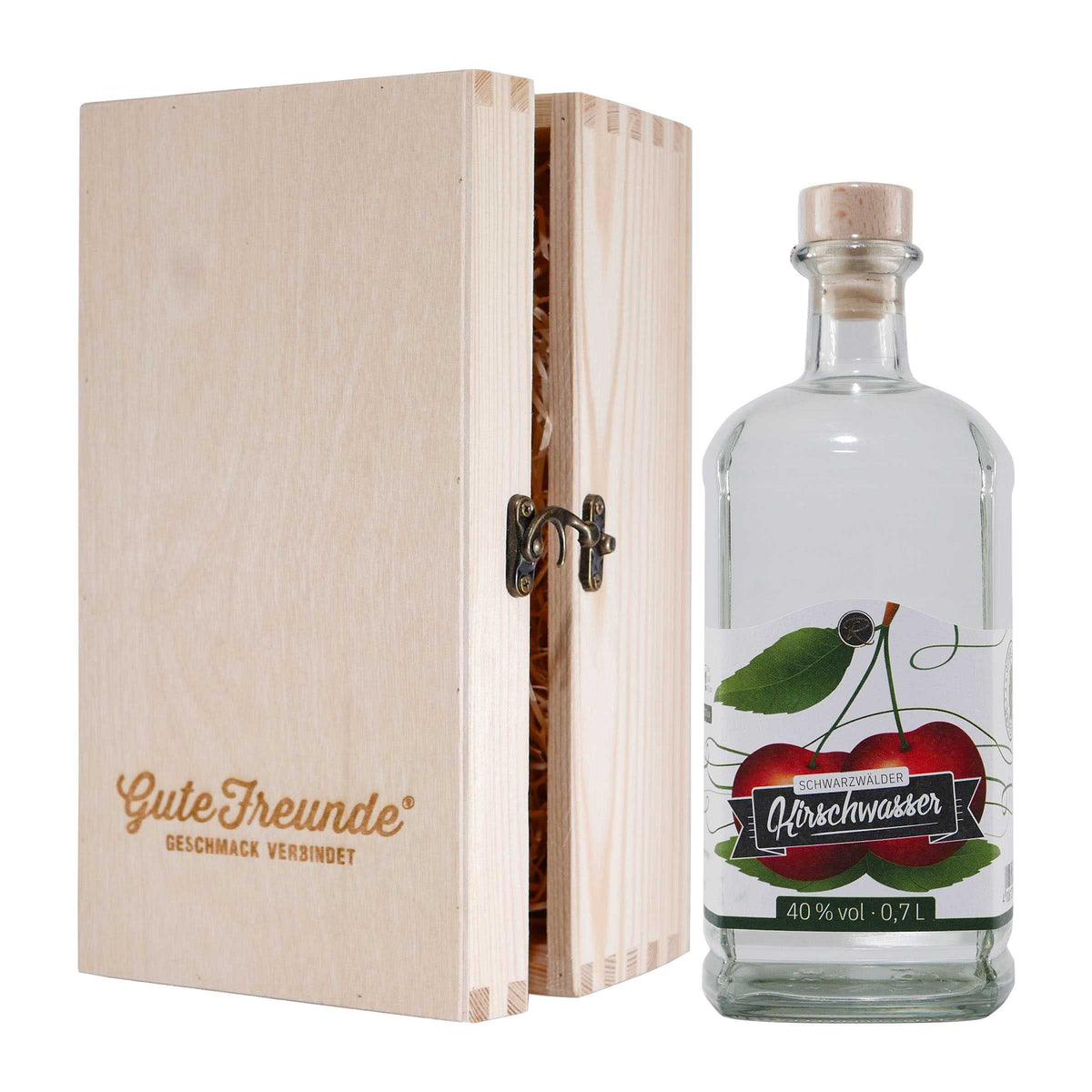 Renchtäler Schwarzwälder Kirschwasser mit Geschenk-Holzkiste