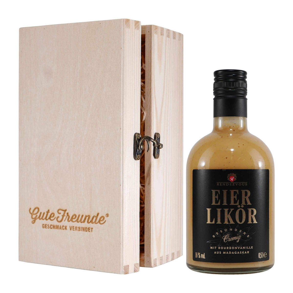 Rendezvous Madagaskar Eierlikör mit Geschenk-Holzkiste