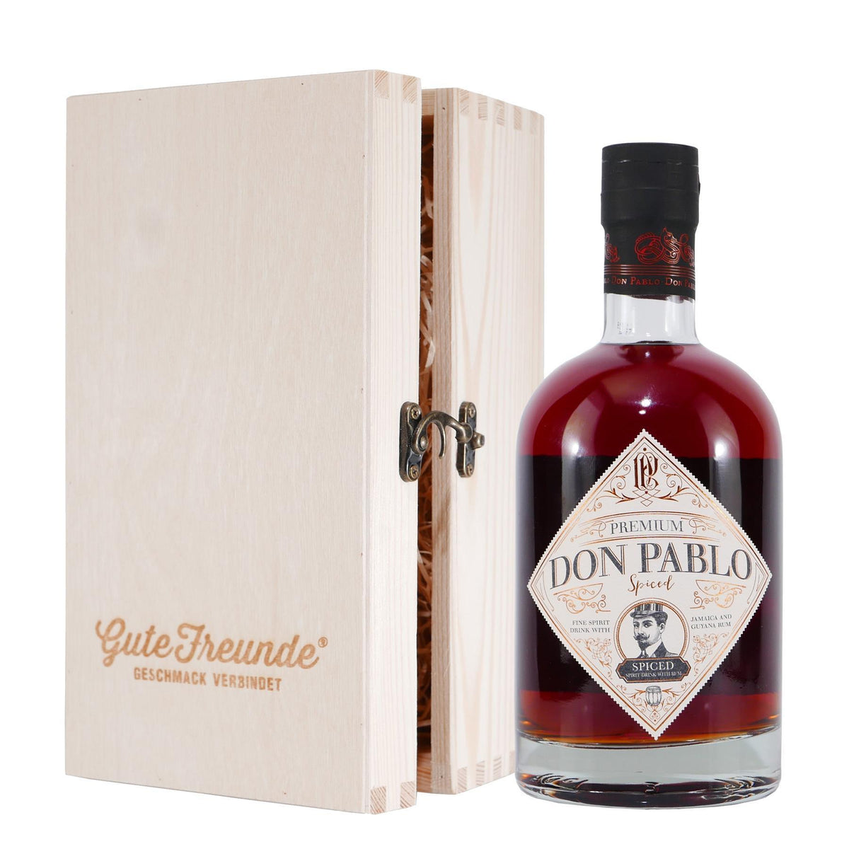 Don Pablo Premium Spiced Rum mit Geschenk-Holzkiste
