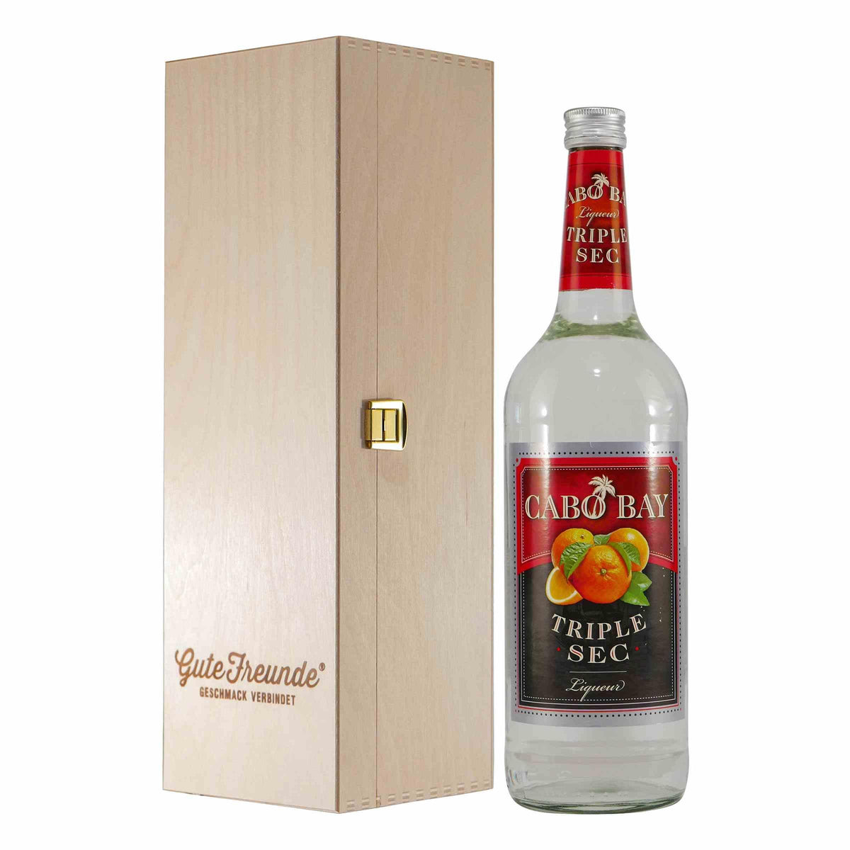 Cabo Bay Triple Sec Liqueur mit Geschenk-Holzkiste