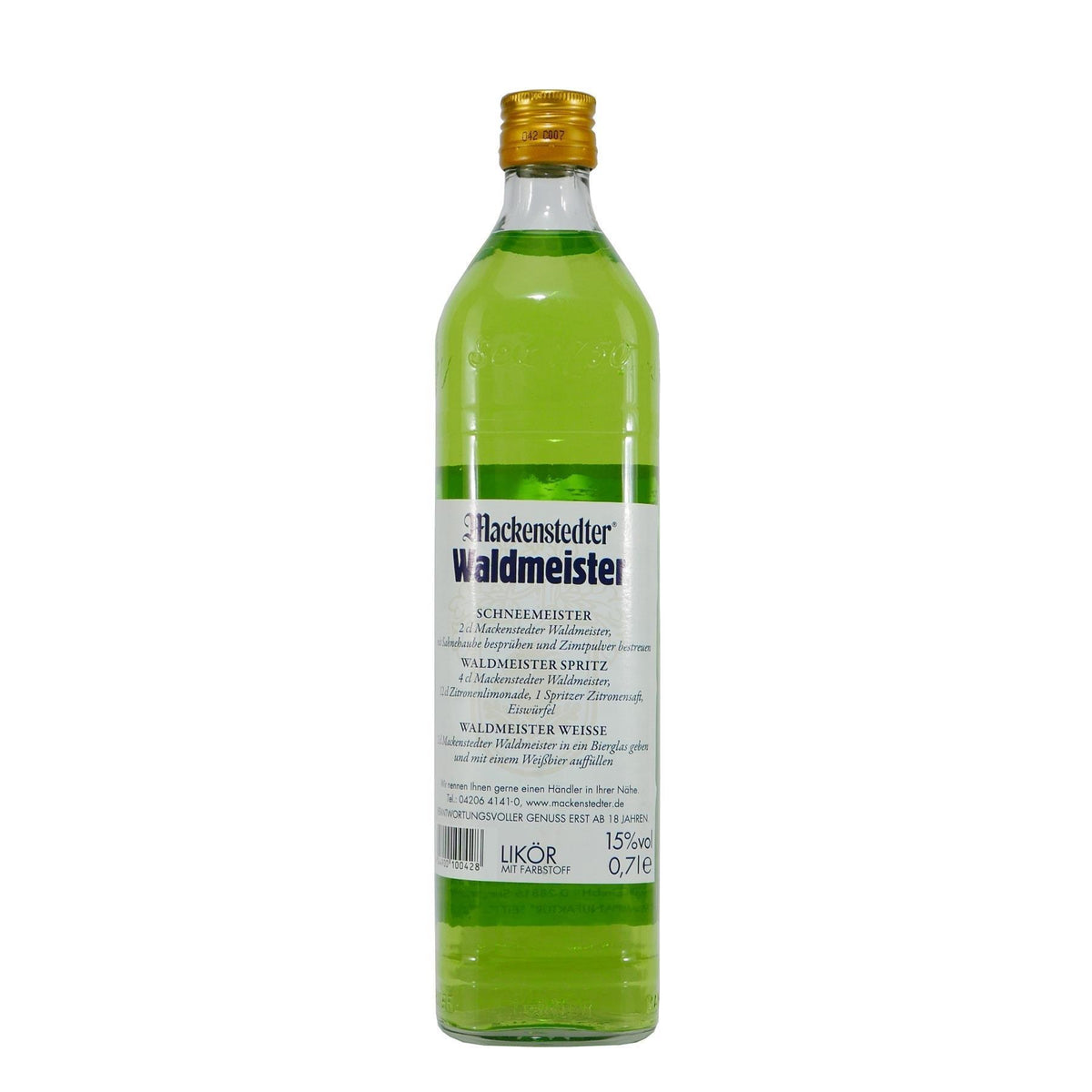 Mackenstedter Waldmeister Likör mit Geschenk-Holzkiste