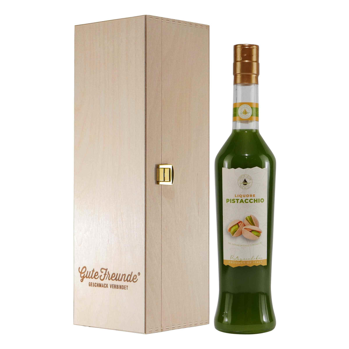 Golmar Pistacchio Liquore mit Geschenk-Holzkiste