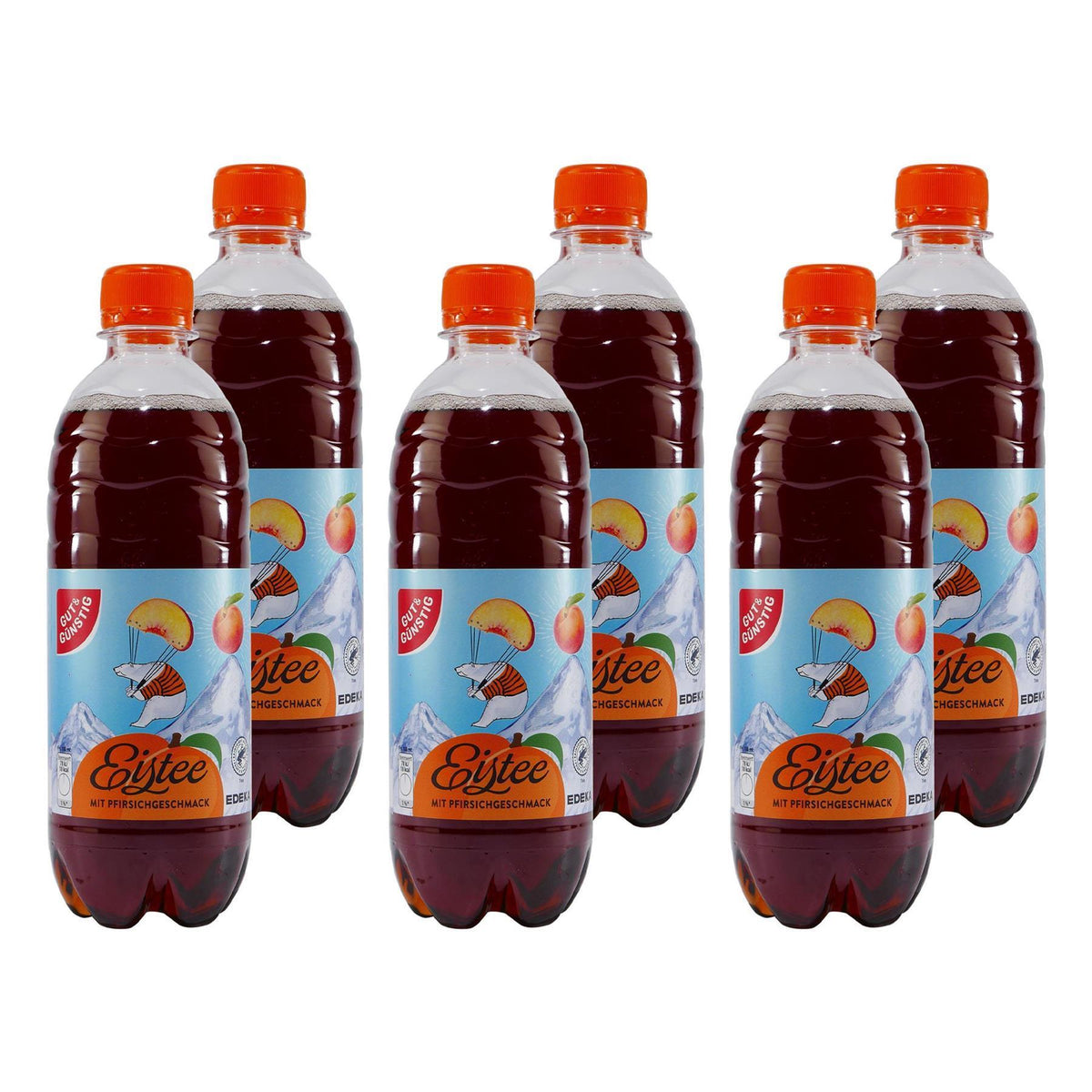 Gut & Günstig Eistee Pfirsich (6 x 0,5L) EINWEG