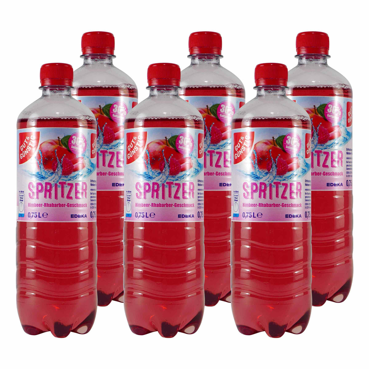 Gut & Günstig Spritzer Himbeer-Rhabarber (6 x 0,75L) EINWEG