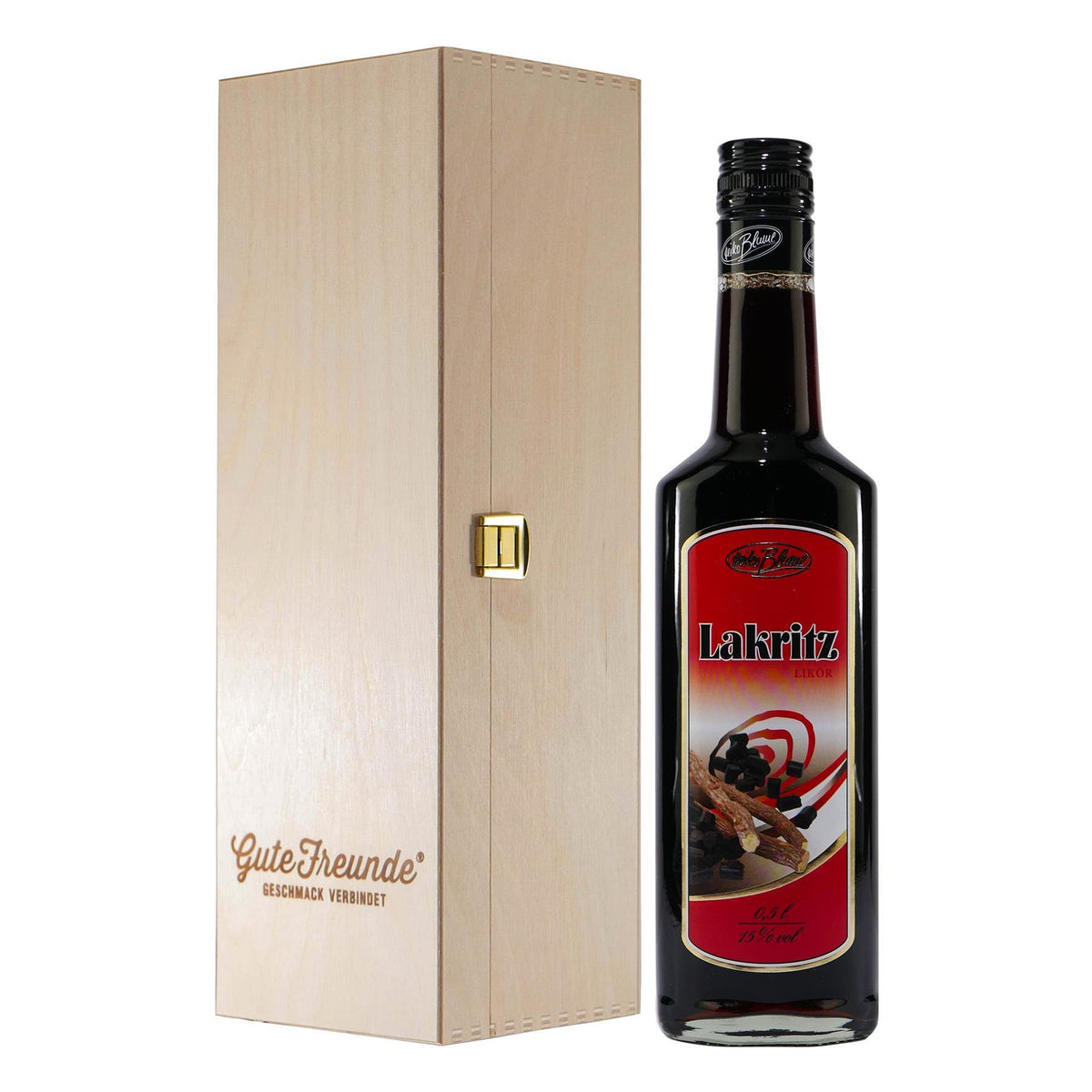 Blume Lakritz-Likör mit Geschenk-Holzkiste