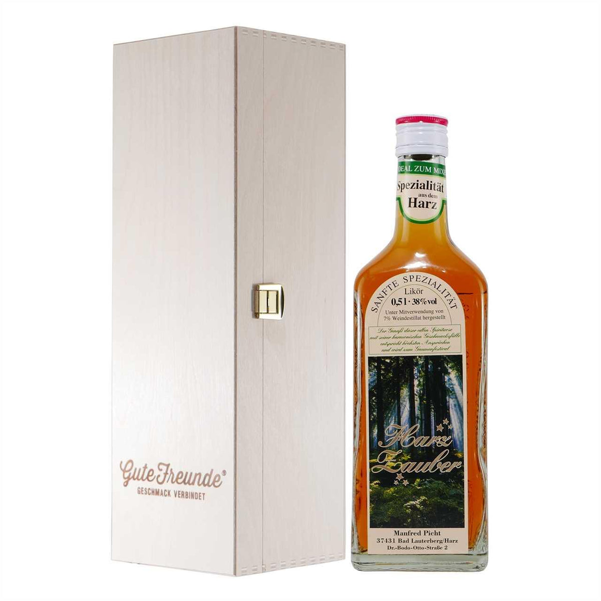 Harz Zauber Edel-Likör mit Geschenk-Holzkiste