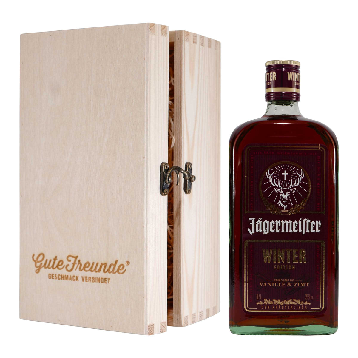 Jägermeister Winter Edition mit Geschenk-Holzkiste
