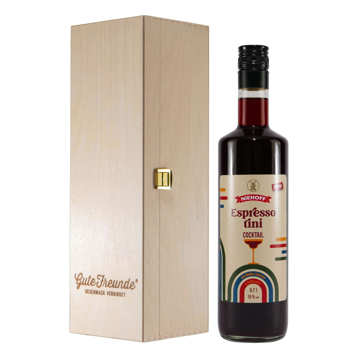 Niehoff Espressotini Cocktail mit Geschenk-Holzkiste