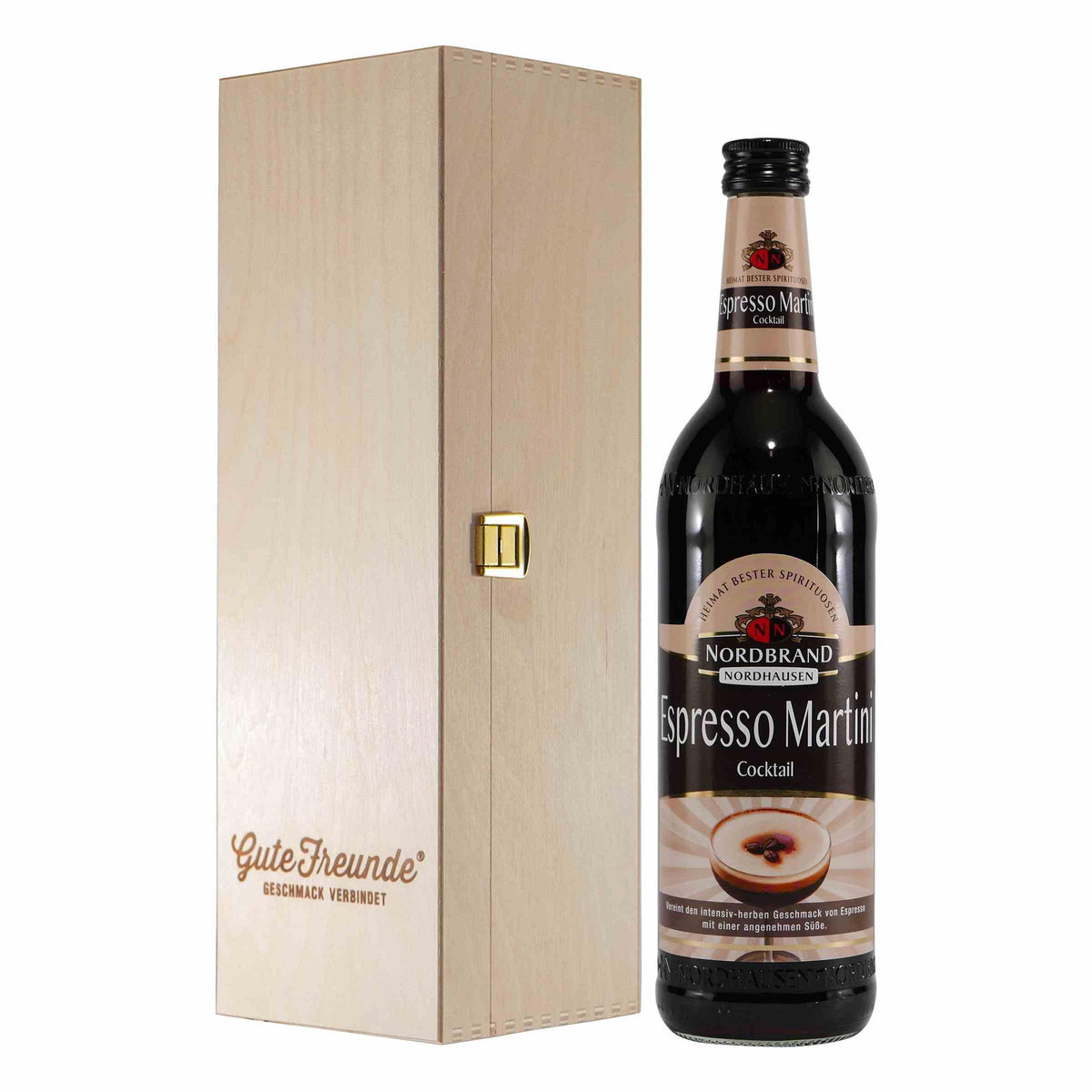 Nordbrand Espresso Martini Likör mit Geschenk-Holzkiste