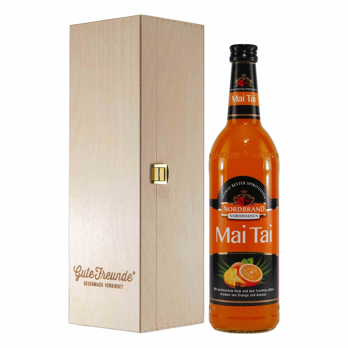 Nordbrand Mai Tai Likör mit Geschenk-Holzkiste