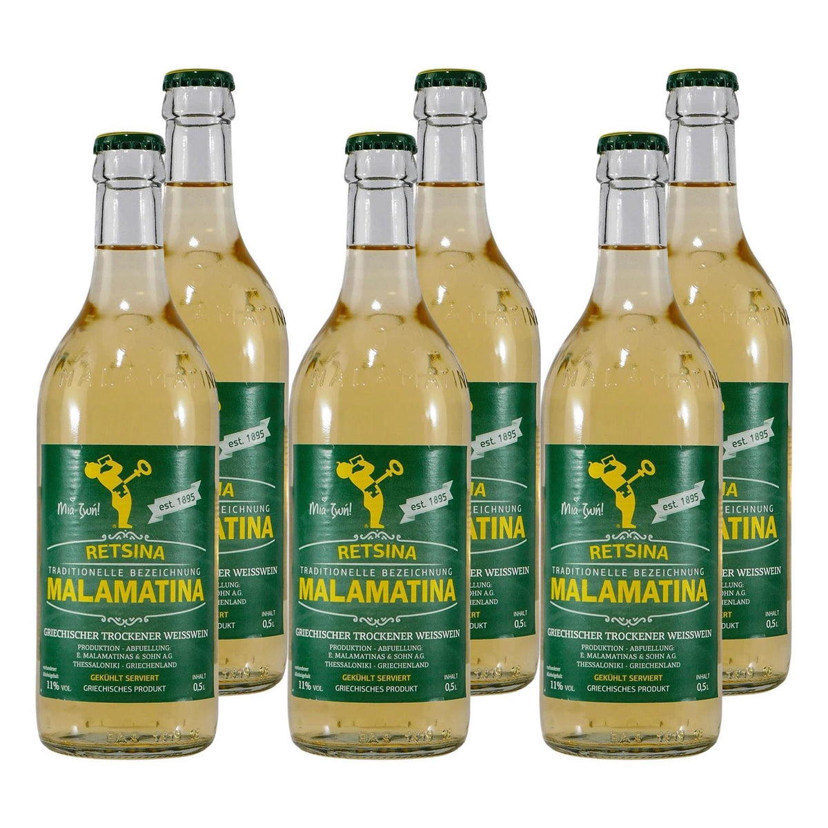 Retsina Malamatina Weißwein -trocken- (6 x 0,5L)