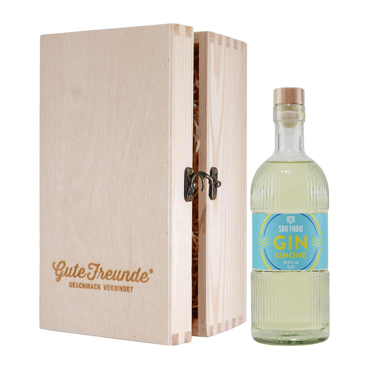San Fabio Gin Limone mit Geschenk-Holzkiste