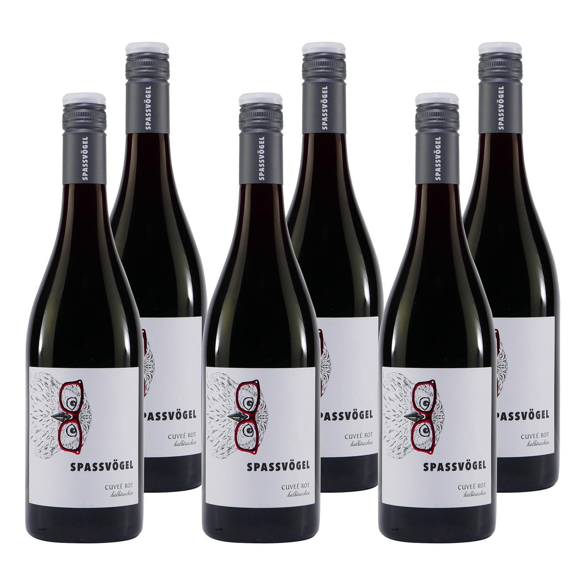 Spassvögel Cuveé Rot -halbtrocken- (6 x 0,75L)