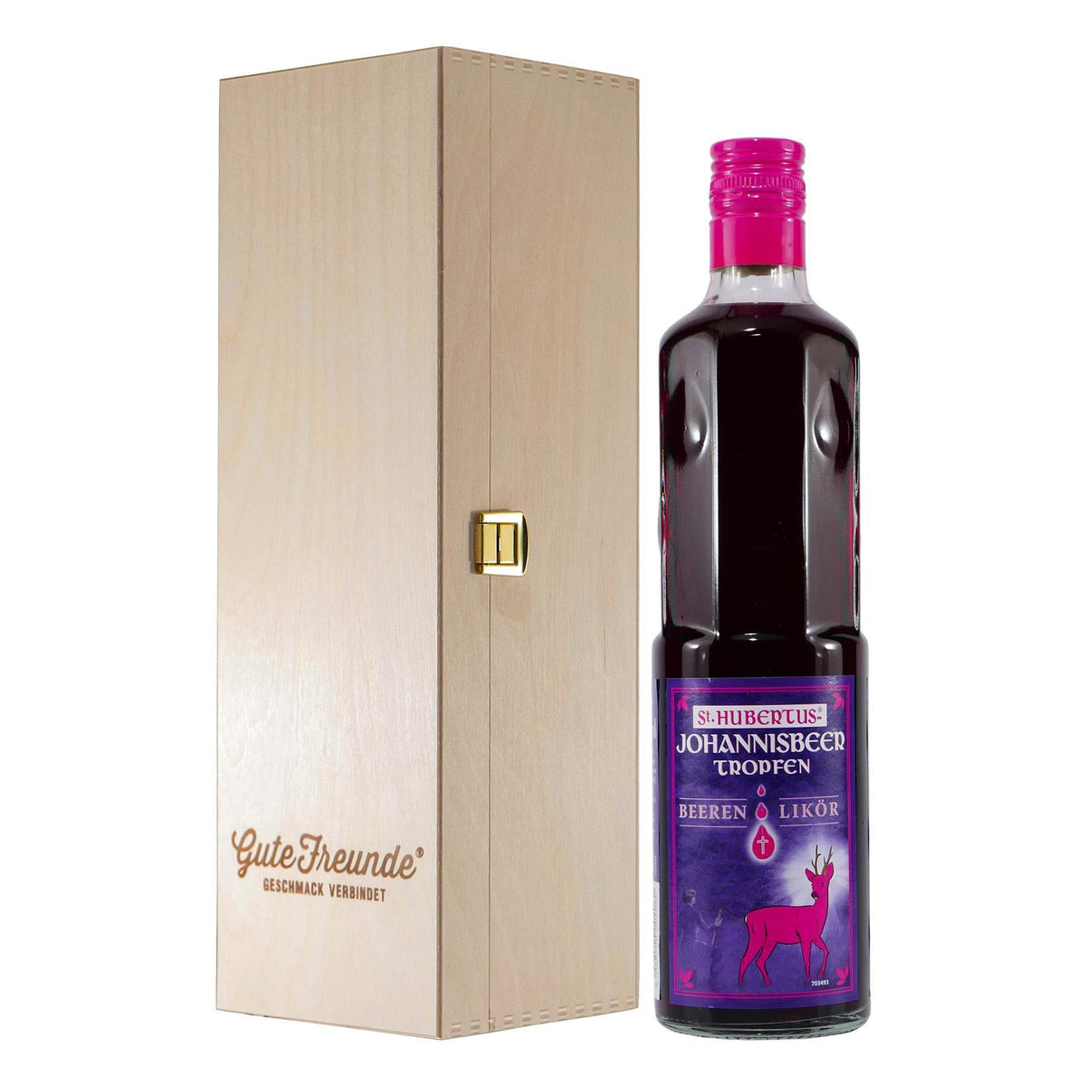 St. Hubertus Johannisbeer-Tropfen Likör mit Geschenk-HK