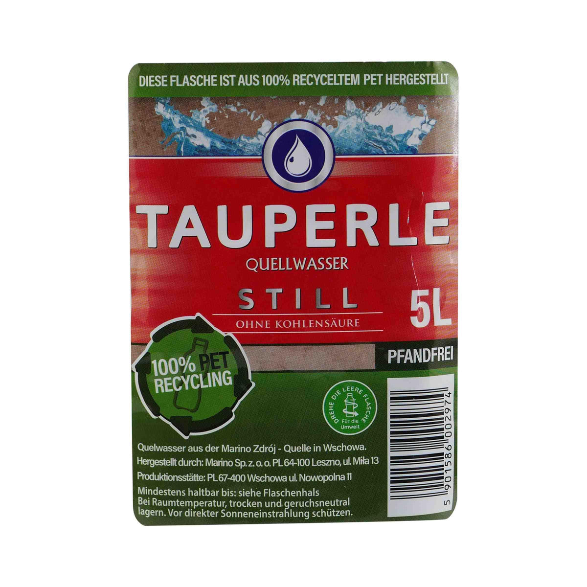 Tauperle Quellwasser -Still- 5,0L EINWEG